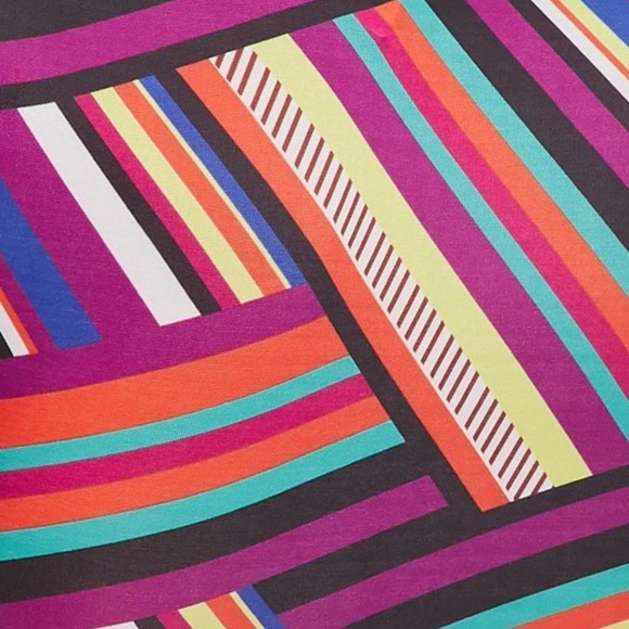 💜 Jersey Mock Neck Striped Printed Bodysuit Purple - Picture 6 of 6